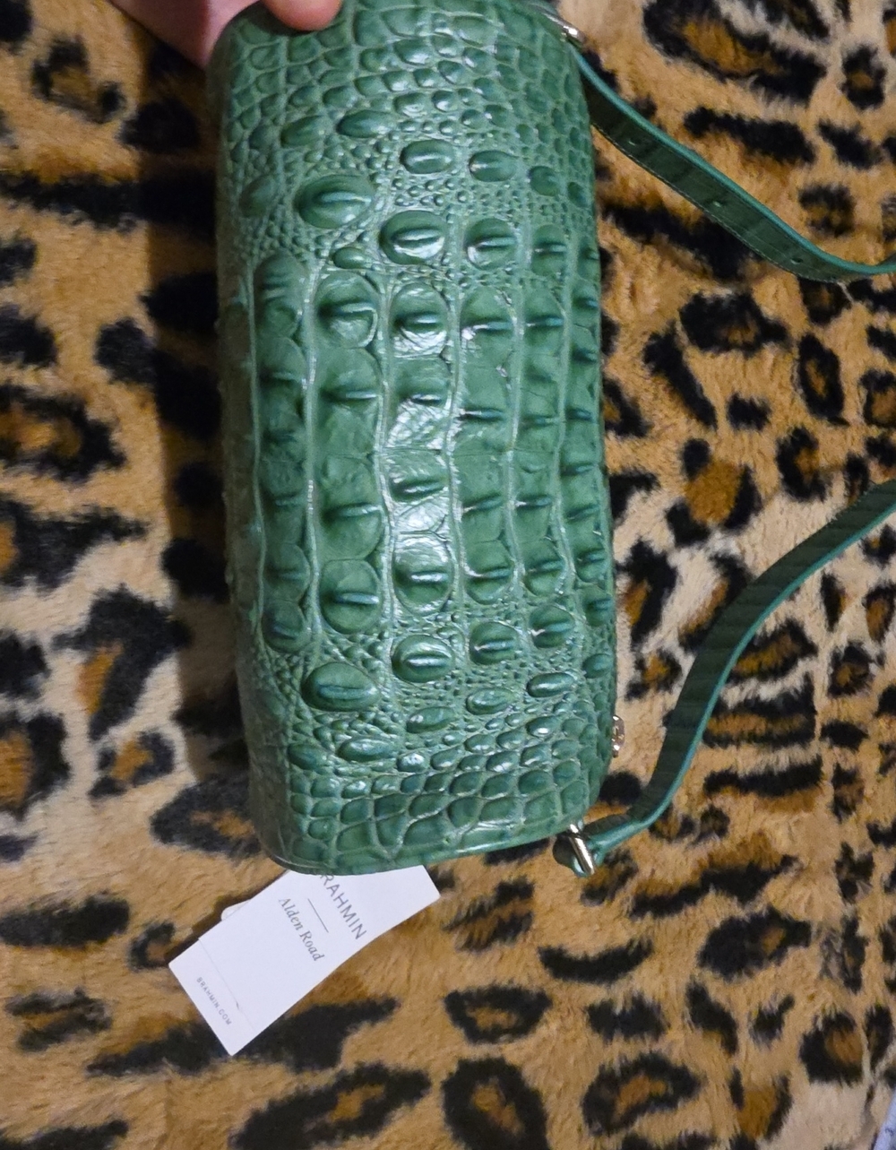 Brahmin Emerald Green Croc-Embossed Leather Crossbody